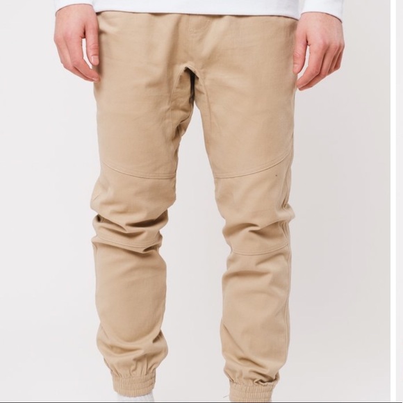 khaki twill joggers